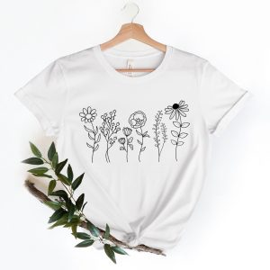 Wild Flowers Shirt, Wildflower Tshirt, Floral Shirt, Botanical Shirt, Flower Shirt, Nature Lover Shirt,Ladies Shirts, Womens Tees,Flover Tee