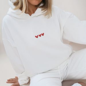 Embroidered Hearts Hoodie, Valentines Embroidered Hoodie, Hearts Love Sweatshirt, Valentines Hoodie, Holiday Gift, Gift for Her,