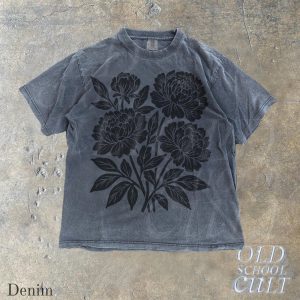 Linocut Flower Comfort Colors® Vintage Style Tshirt, Retro Block Print Peonies Shirt,Ranunculas Woodcut Stamp Tee,Cottagecore Boho Botanical