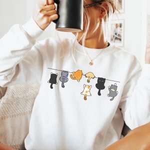 Cat Lover Sweatshirt, Cute Cat Sweatshirt, Black Cat Shirt, Cat Peeking Sweatshirt, Womens Funny Sweater, Gift for Cats Lover, Cat Mom